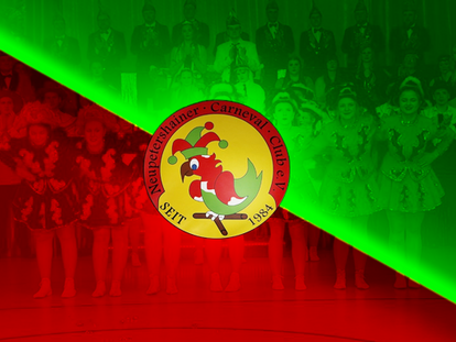 Logo des Neupetershainer Carneval Club mit einem roten Papagei, der eine Narrenkappe trägt, umgeben von Text 'Neupetershainer Carneval Club e.V. SEIT 1984'.